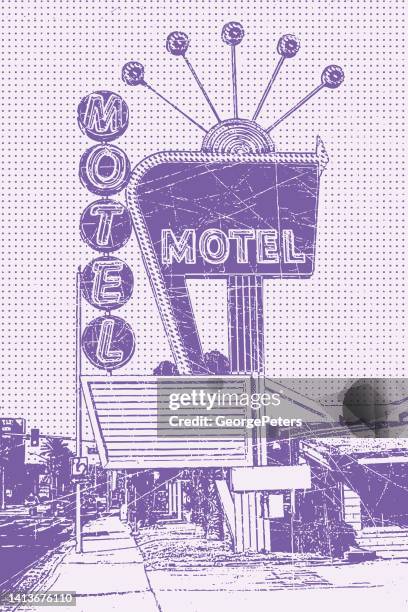 stockillustraties, clipart, cartoons en iconen met vintage motel - motel