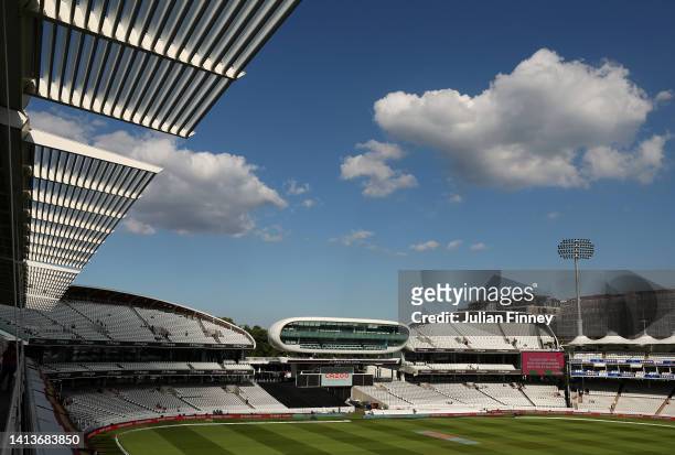 General view before The Hundred match between London Spirit and Manchester Originals at Lord's Cricket Ground on August 08, 2022 in London, England.