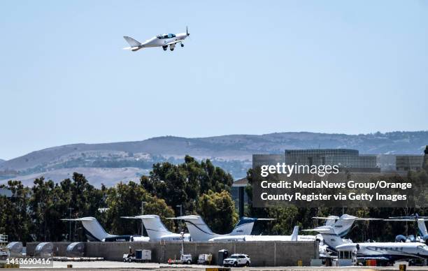 August 08: Seventeen-year-old Mack Rutherford leaves John Wayne Airport in Santa Ana, CA after refueling on Monday, August 8, 2022. Rutherford is...