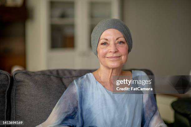 portrait of a woman with cancer - chemotherapy stock pictures, royalty-free photos & images