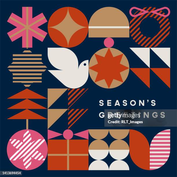 holiday design template with mid-century modern graphics — aster system - modular space stock illustrations