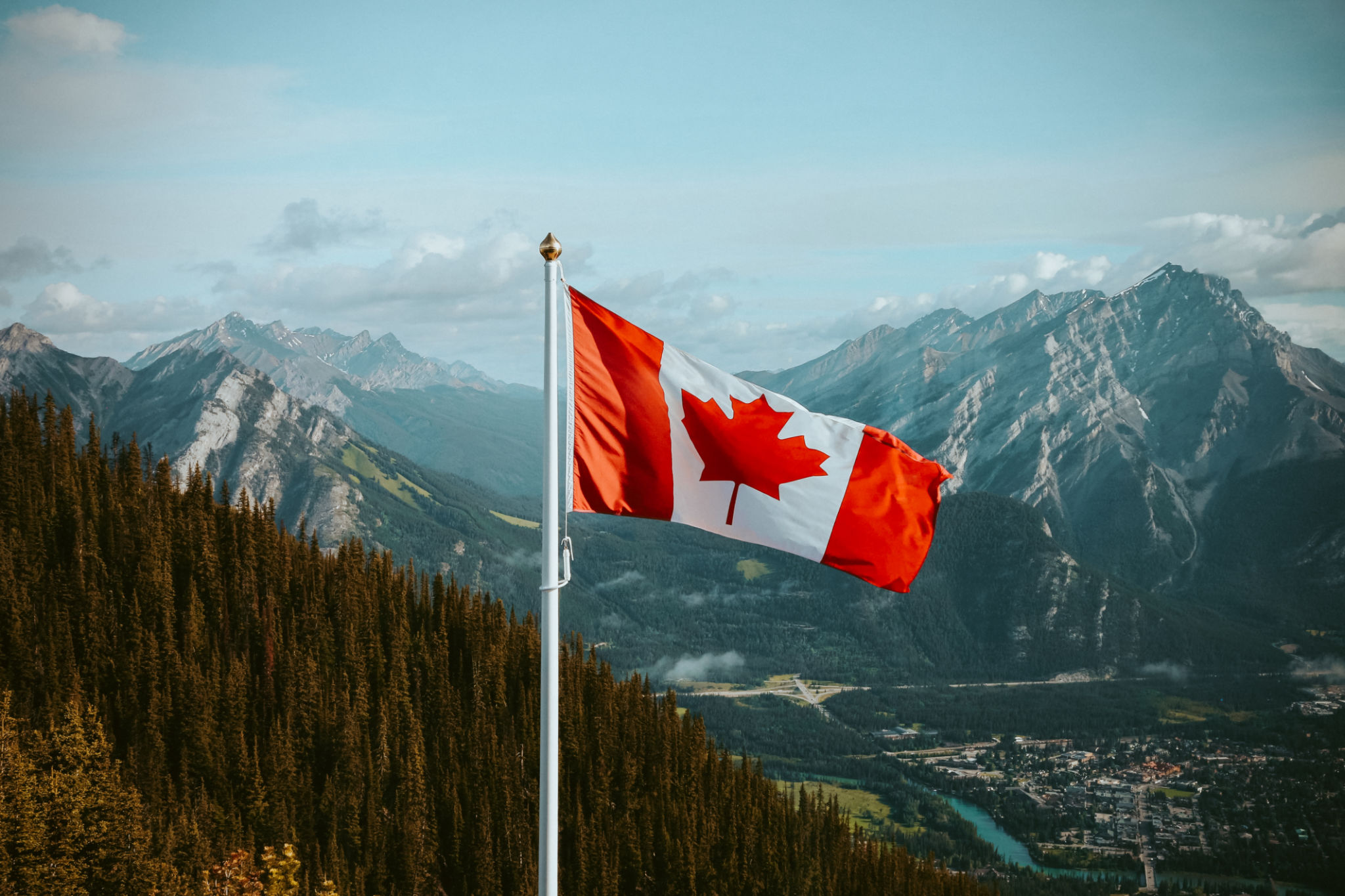 Canadian Flag in the Mountains Canadian Flag in the Mountains