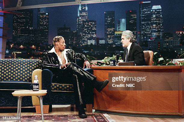 Episode 1314 -- Air Date -- Pictured: Professional basketball player Dennis Rodman during an interview with host Jay Leno on February 5, 1998 --...