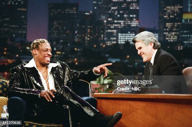 Episode 1314 -- Air Date -- Pictured: Professional basketball player Dennis Rodman during an interview with host Jay Leno on February 5, 1998 --...