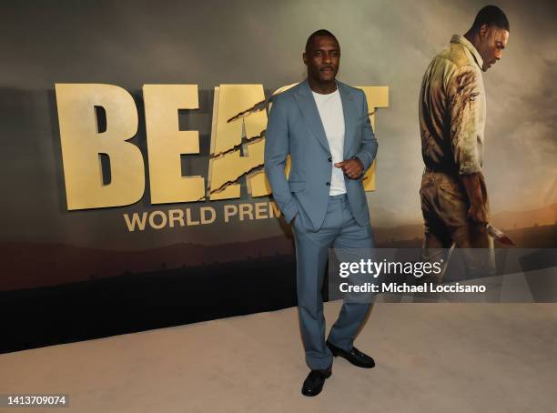 Idris Elba attends the "Beast" World Premiere at Museum of Modern Art on August 08, 2022 in New York City.