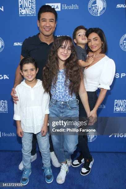 Mario Lopez, Courtney Laine Mazza, Gia Francesca Lopez, Santino Rafael Lopez, Dominic Lopez attend Ping Pong 4 Purpose at Dodger Stadium presented by...