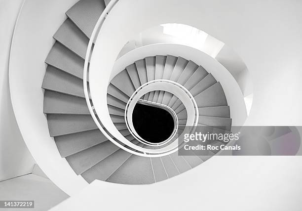 white spiral stairs - spiral staircase stock pictures, royalty-free photos & images