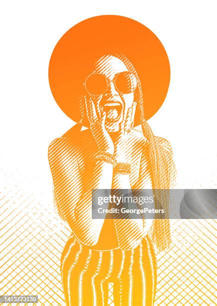 ecstatic young woman - carefree stock illustrations