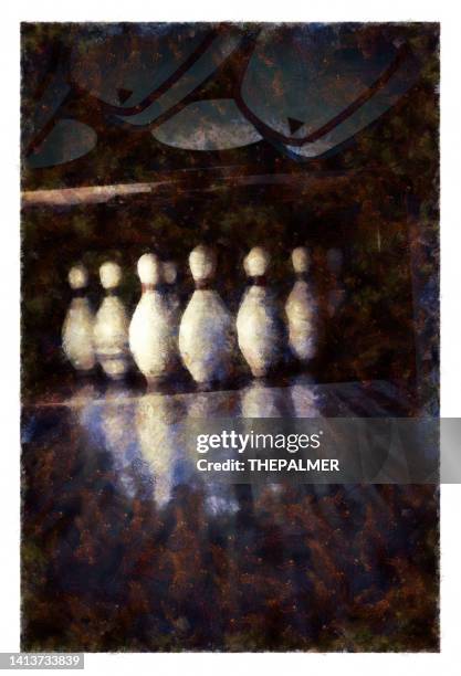 bowling pins - digital photo manipulation - bowling alley pins stock illustrations