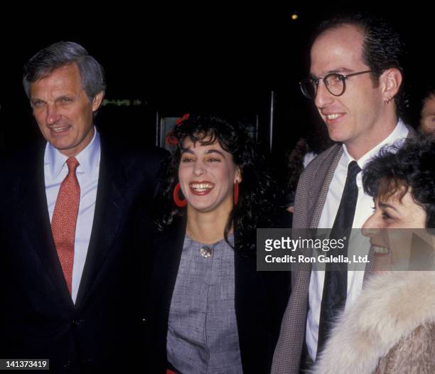 Alan Alda, daughter Eve Alda and wife Arlene Weiss attend the premiere of "A New Life" on March 21, 1988 at the Paramount Theater in New York City.