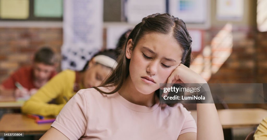 Sad Math Student Sad Upset And Depressed Student Sitting In Classroom And Struggling ...