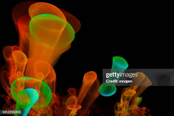 abstract mushroom isolated on black autumn color background - green mushroom stock pictures, royalty-free photos & images