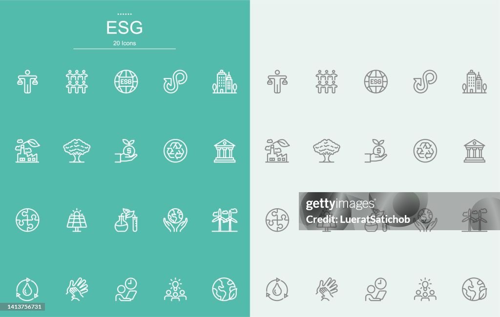 ESG,Environmental, Social, Governance Line Icons