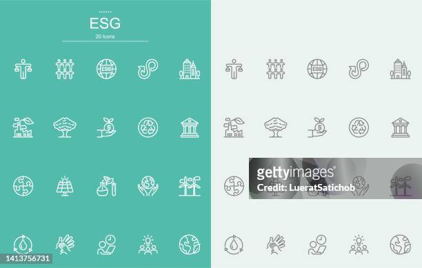 esg,environmental, social, governance line icons - community investment stock illustrations