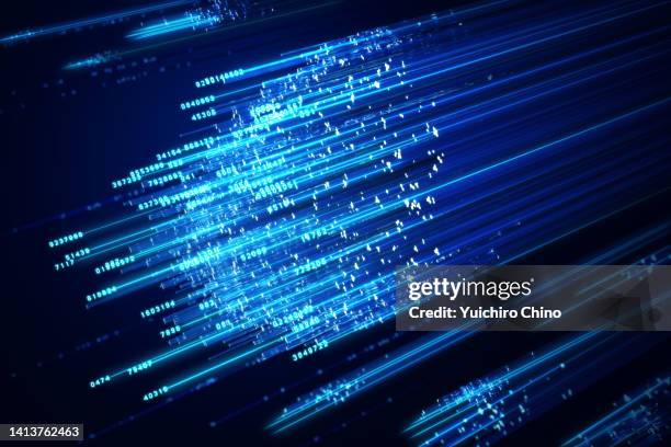 fiber optics and digital numbers data - cavo del computer foto e immagini stock