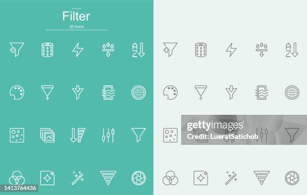 filter line icons - horizontal funnel infographic stock illustrations