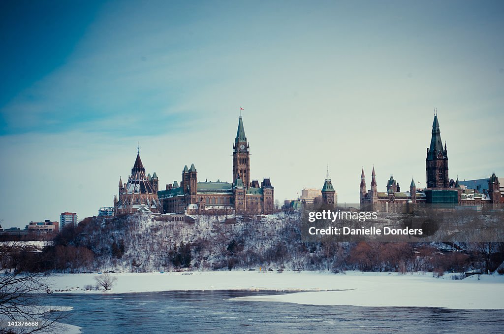 Canadian Parliament Hill by Ottawa River