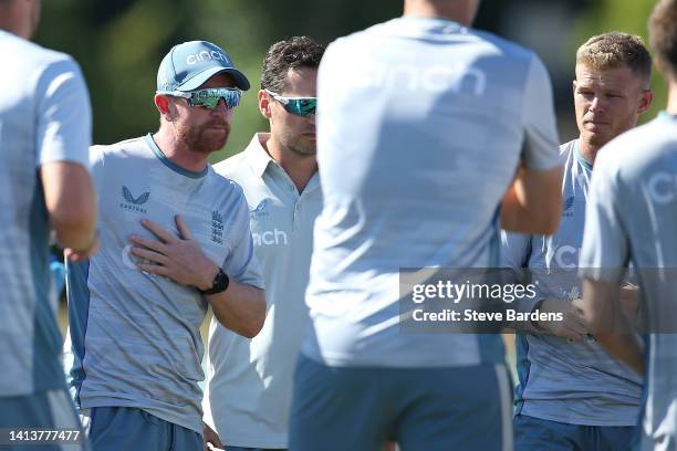 England Lions Head Coach, Paul Collingwood talks to his players prior to the tour match between England Lions and South Africa at The Spitfire Ground...