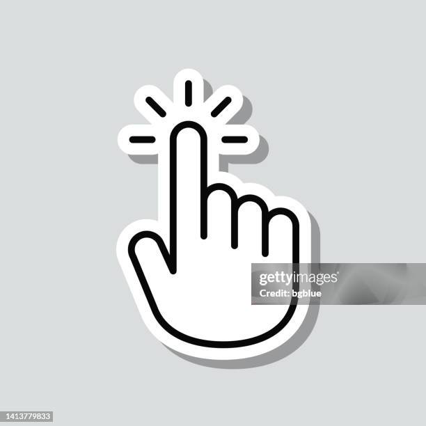 bildbanksillustrationer, clip art samt tecknat material och ikoner med click with hand cursor. icon sticker on gray background - cursor hand