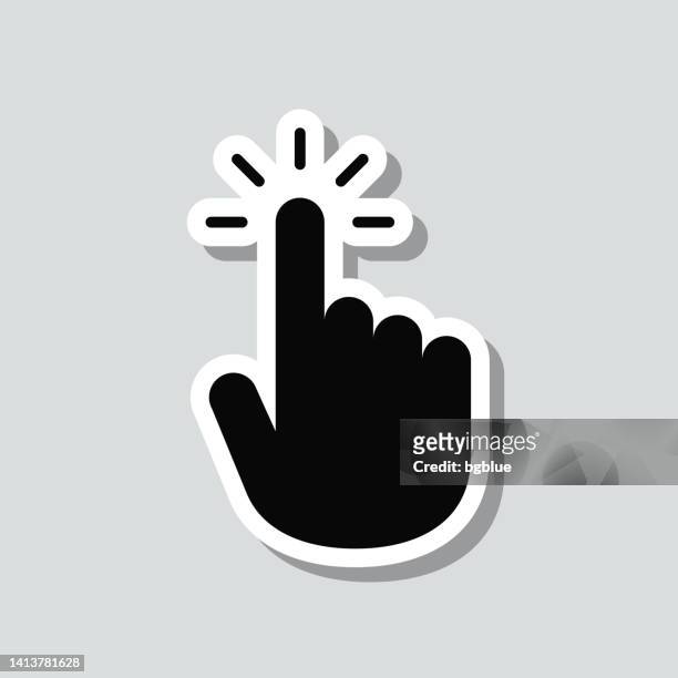 illustrations, cliparts, dessins animés et icônes de cliquez avec le curseur de la main. autocollant d’icône sur fond gris - doigt levé