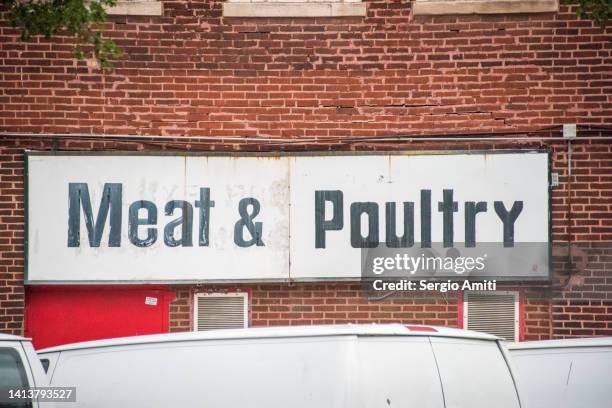 meat & poultry sign - chicago sign stock pictures, royalty-free photos & images