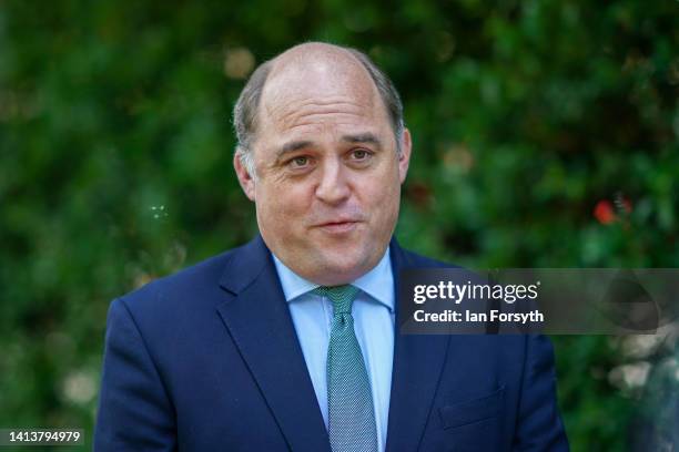 Ben Wallace MP, Secretary of State for Defence speaks to the media after he joined Conservative Leadership hopeful Liz Truss during a visit to the...