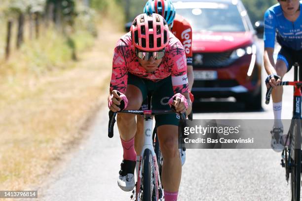 Stefan Bissegger of Switzerland and Team EF Education - Easypost competes in the breakaway during the 34th Tour de l'Ain 2022 - Stage 1 a 152km stage...