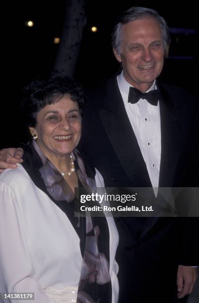 Alan Alda and wife Arlene Weiss attend Museum of Television and Radio Gala on March 17, 1996 at the Museum of Television and Radio Gala in Beverly...