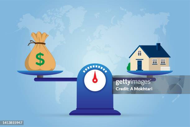 balance between money (investment) and real estate. - equal housing symbol stock illustrations