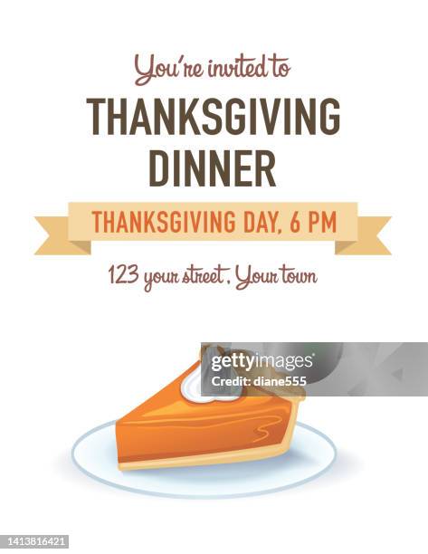 thanksgiving dinner invitation template or background - sweet potato pie stock illustrations
