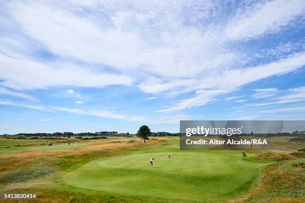 Genaral view of the 15th hole during Day Two of The Girls' Amateur Championship at Carnoustie Golf Links on August 09, 2022 in Carnoustie, Scotland.