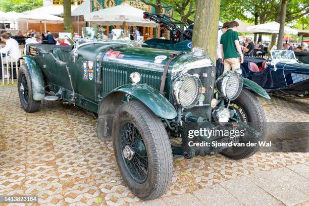 Bentley 8 Litre 1930s English classic car in British racing green on display during the classic days event on August 6, 2022 in Düsseldorf, Germany....