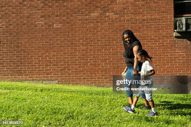 walking to the first day of school - indiana stock pictures, royalty-free photos & images