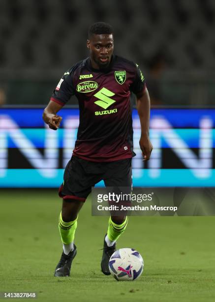 Brian Bayeye of Torino FC controls the ball during the Coppa Italia Round of 32 match between Torino FC and Palermo FC at Olimpico Stadium on August...