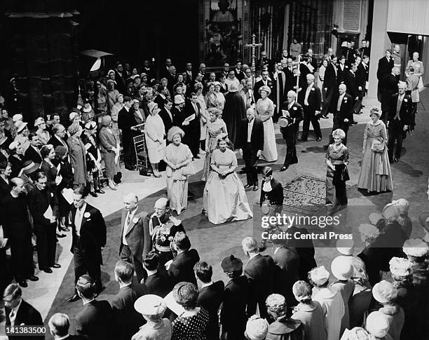 Queen Elizabeth , the Queen Mother and Prince Charles , at the wedding of Princess Margaret and Antony Armstrong-Jones, Westminster Abbey, London,...