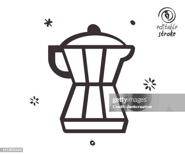 playful line illustration for moka pot - mocha stock illustrations