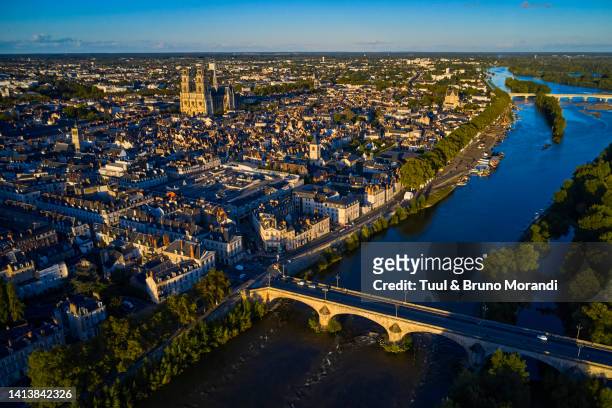 france, aerial view of the city of orleans - orleans stock pictures, royalty-free photos & images