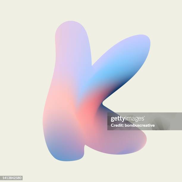 abstract alphabet amorphous k letter design - rainbow gradient mesh stock illustrations