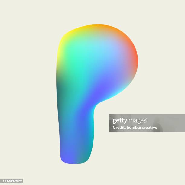 abstract alphabet amorphous p letter design - rainbow gradient mesh stock illustrations