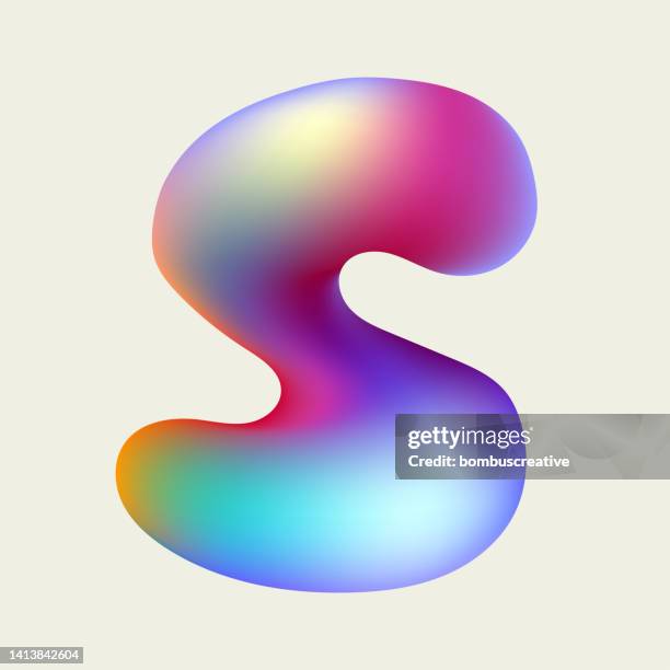 abstract alphabet amorphous s letter design - rainbow gradient mesh stock illustrations
