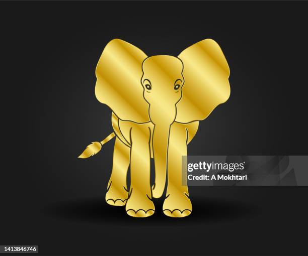 golden elephant icon - walleye stock illustrations