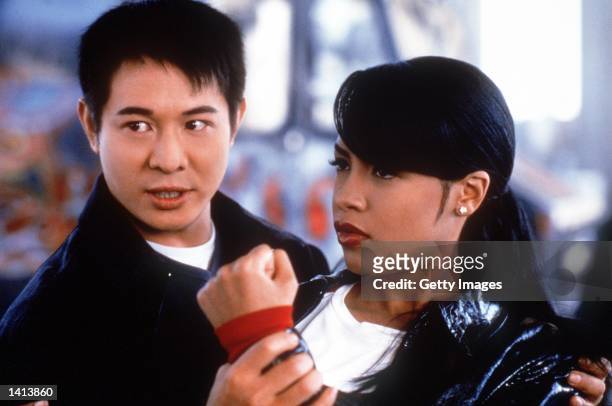 Jet Li and Aaliyah star in "Romeo Must Die." Photo credit: Kharen Hill 2000 Warner Bros.