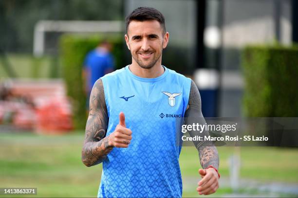 Matias Vecino of SS Lazio during the SS Lazio training session at the Formello sport centre on August 09, 2022 in Rome, Italy.