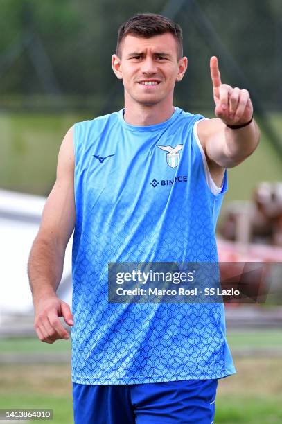 Dimitrije Kamenovic of SS Lazio during the SS Lazio training session at the Formello sport centre on August 09, 2022 in Rome, Italy.