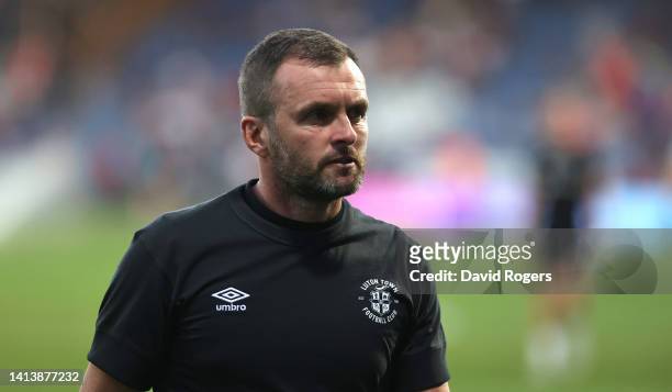 Nathan Jones, the Luton Town manager looks on during the Carabao Cup First Round match between Luton Town and Newport County at Kenilworth Road on...