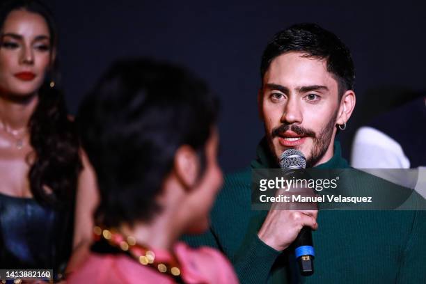 Iván Amozurrutia speaks during the media presentation of Netflix series 'Donde Hubo Fuego' at Ex Fabrica de Harina on August 09, 2022 in Mexico City,...