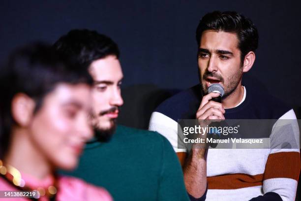 Daniel Gama speaks during the media presentation of Netflix series 'Donde Hubo Fuego' at Ex Fabrica de Harina on August 09, 2022 in Mexico City,...