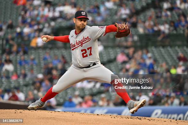 Aníbal Sánchez of the Washington Nationals pitches against the Chicago Cubs at Wrigley Field on August 08, 2022 in Chicago, Illinois.