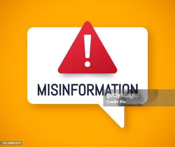 misinformation warning chat speech bubble - fake news stock illustrations