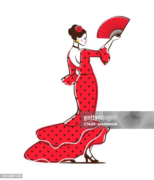 flamenco dancer - flamenco rosa stock illustrations